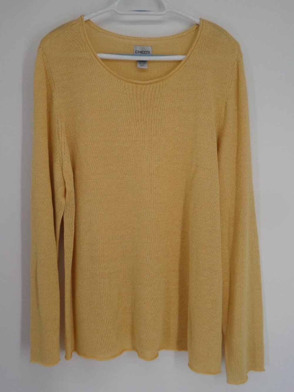 Chico's  Women's Long Sleeve Yellow Sweater Top  Size 3 US XL